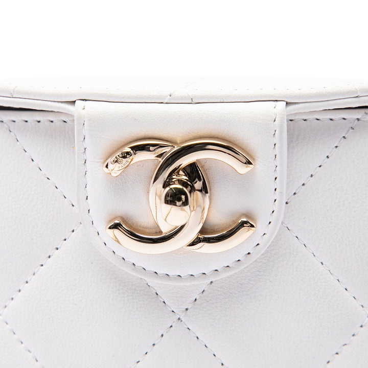 Chanel Vanity CC Matelassé Elegant Chaîne Cuir d'agneau Blanc – vue 5 – GABY PARIS