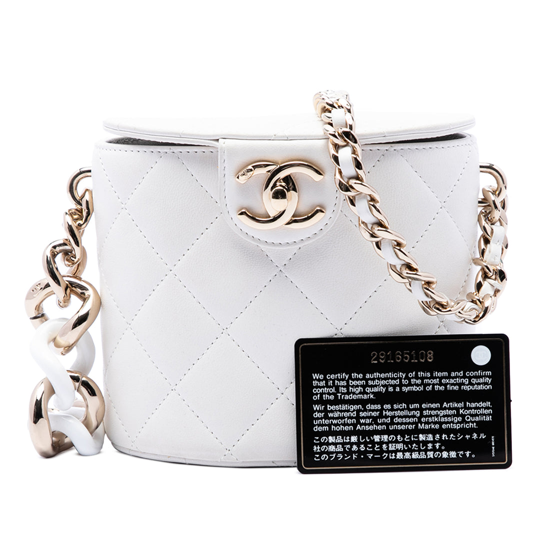 Chanel Vanity CC Matelassé Elegant Chaîne Cuir d'agneau Blanc – vue 7 – GABY PARIS