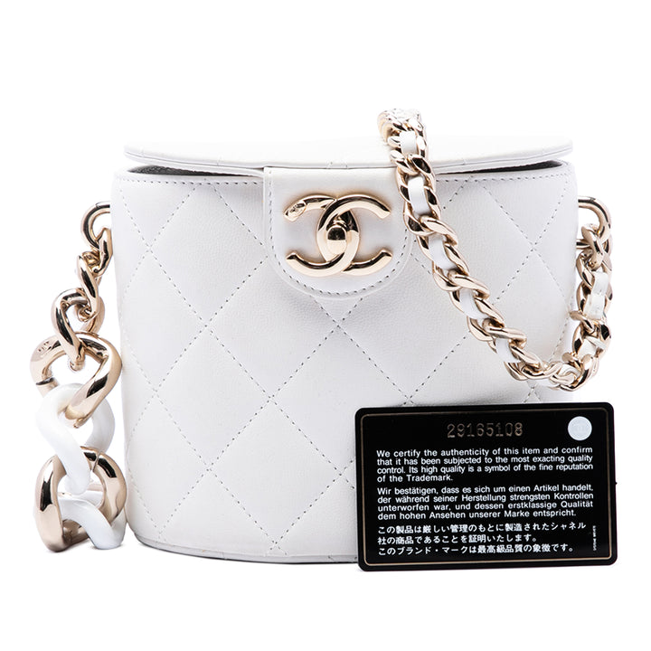 Chanel Vanity CC Matelassé Elegant Chaîne Cuir d'agneau Blanc – vue 7 – GABY PARIS