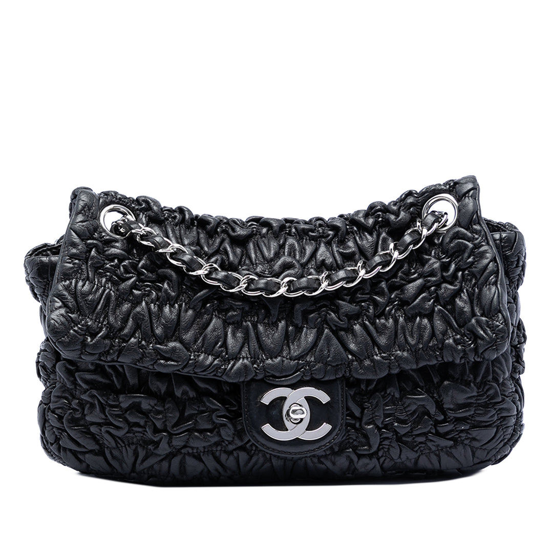 Chanel Medium Ruched Cuir d’agneau Astrakhan à rabat