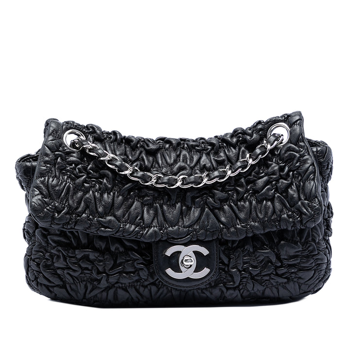 Chanel Medium Ruched Cuir d’agneau Astrakhan à rabat