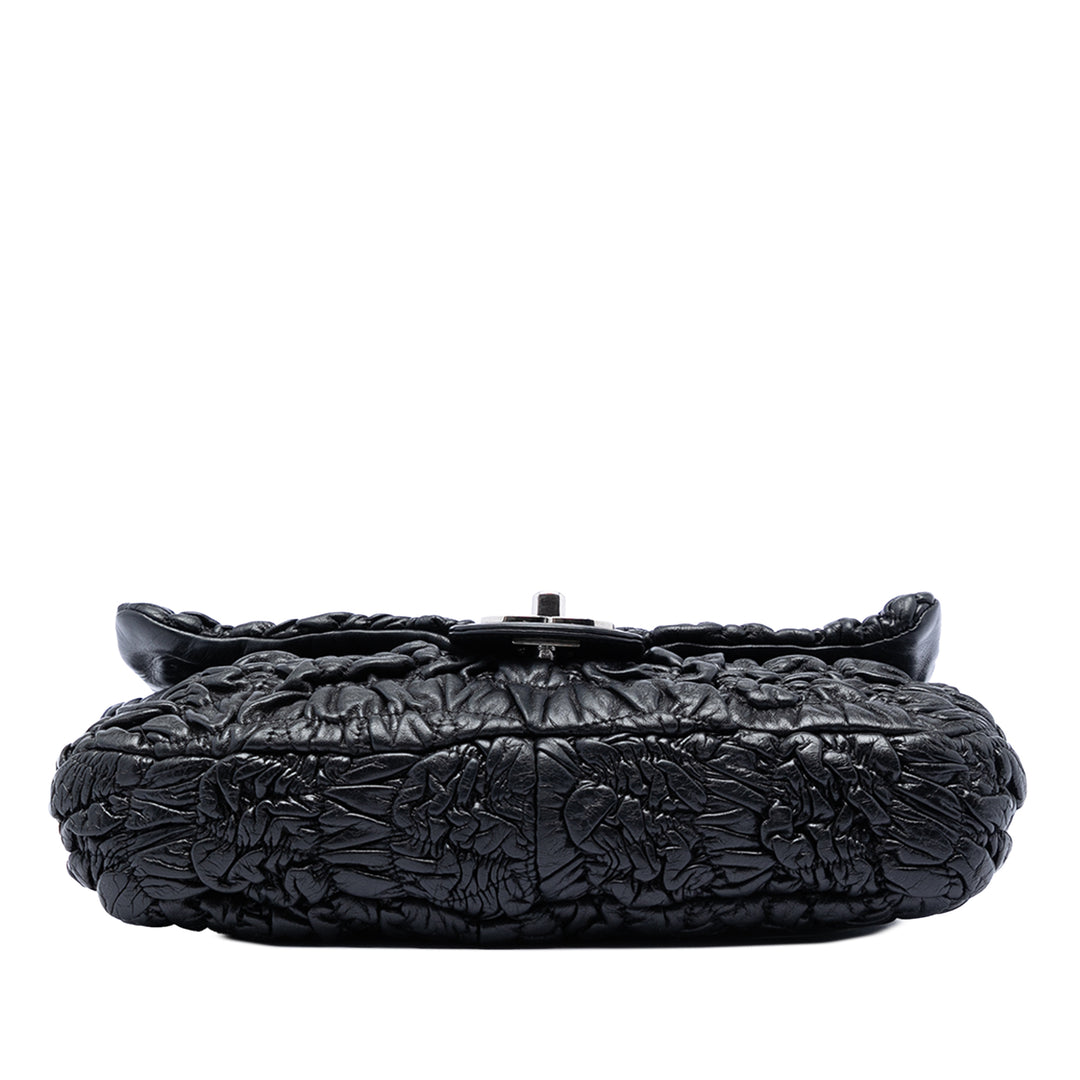 Chanel Medium Ruched Cuir d’agneau Astrakhan à rabat