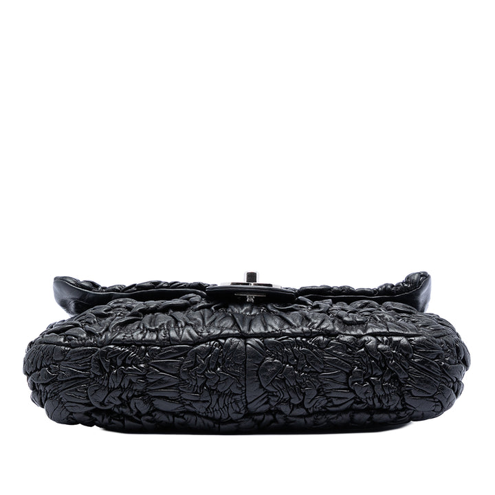 Chanel Medium Ruched Cuir d’agneau Astrakhan à rabat