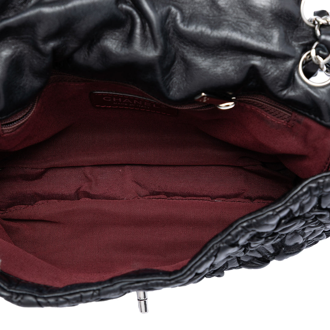Chanel Medium Ruched Cuir d’agneau Astrakhan à rabat