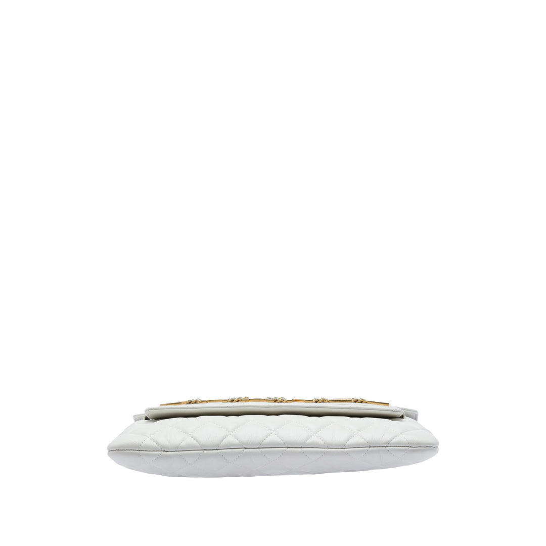 Matelassé Logo Enchained Pochette Cuir de veau Blanc