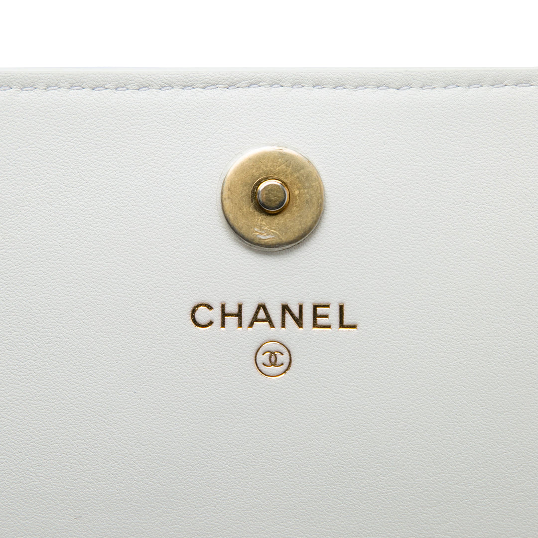 Matelassé Logo Enchained Pochette Cuir de veau Blanc