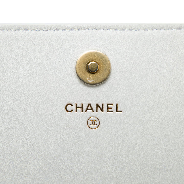 Matelassé Logo Enchained Pochette Cuir de veau Blanc