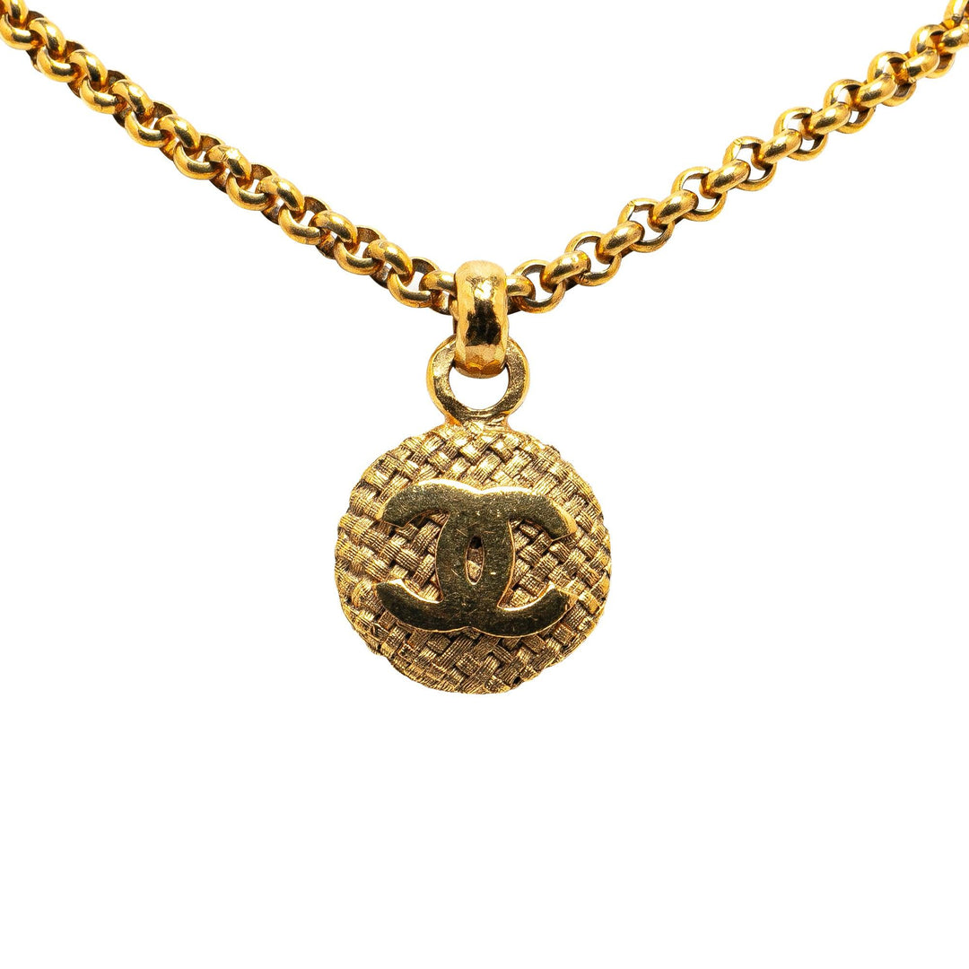 Gold Plated CC Round Pendant Necklace Gold - Gaby Paris