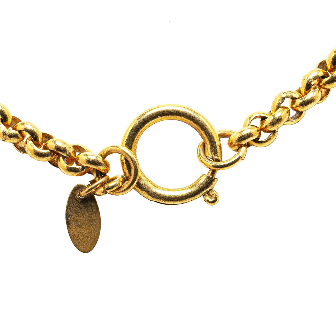 Gold Plated CC Round Pendant Necklace Gold - Gaby Paris