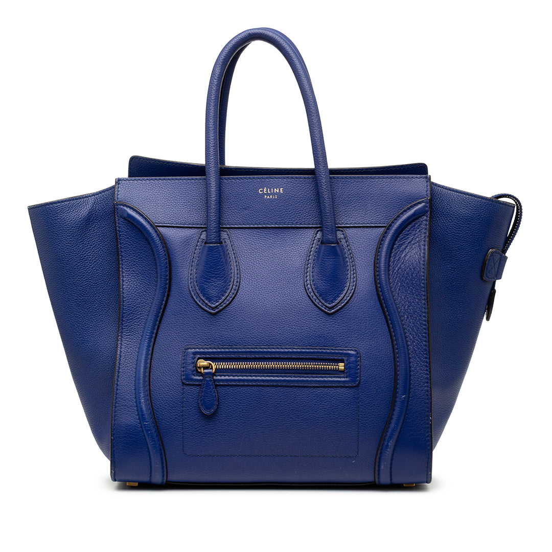 Celine Luggage Cabas Mini Cuir de veau Bleu – vue principale – GABY PARIS