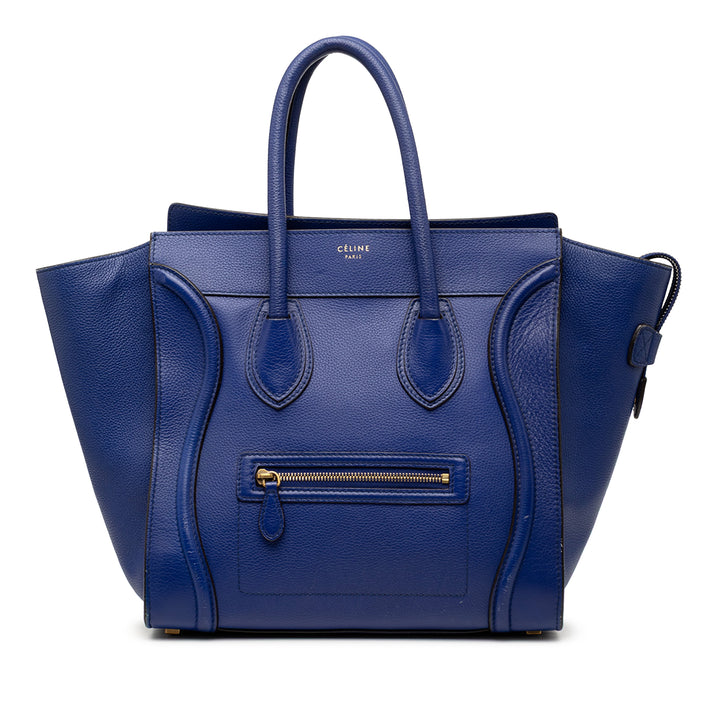 Celine Luggage Cabas Mini Cuir de veau Bleu – vue principale – GABY PARIS