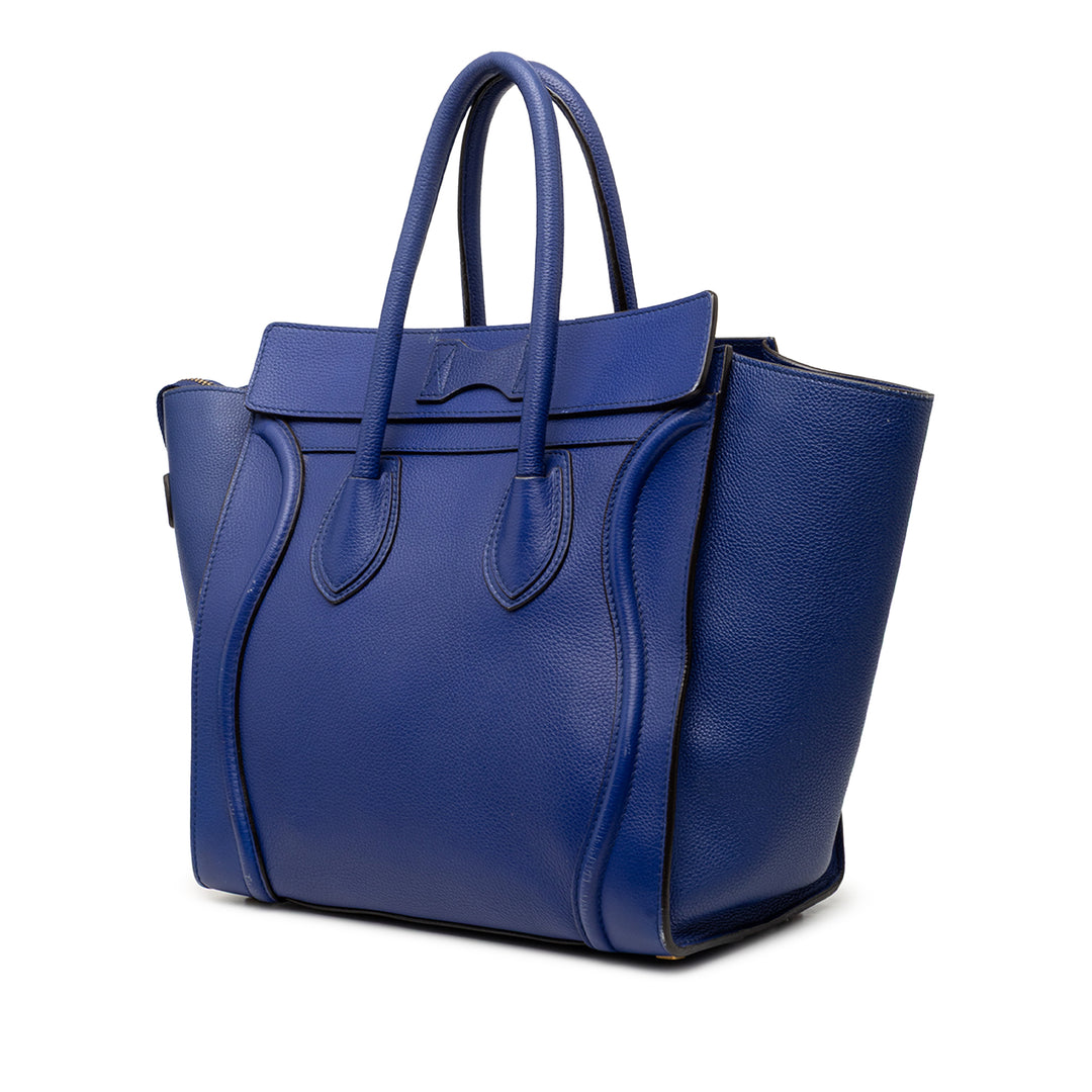 Celine Luggage Cabas Mini Cuir de veau Bleu – vue 2 – GABY PARIS