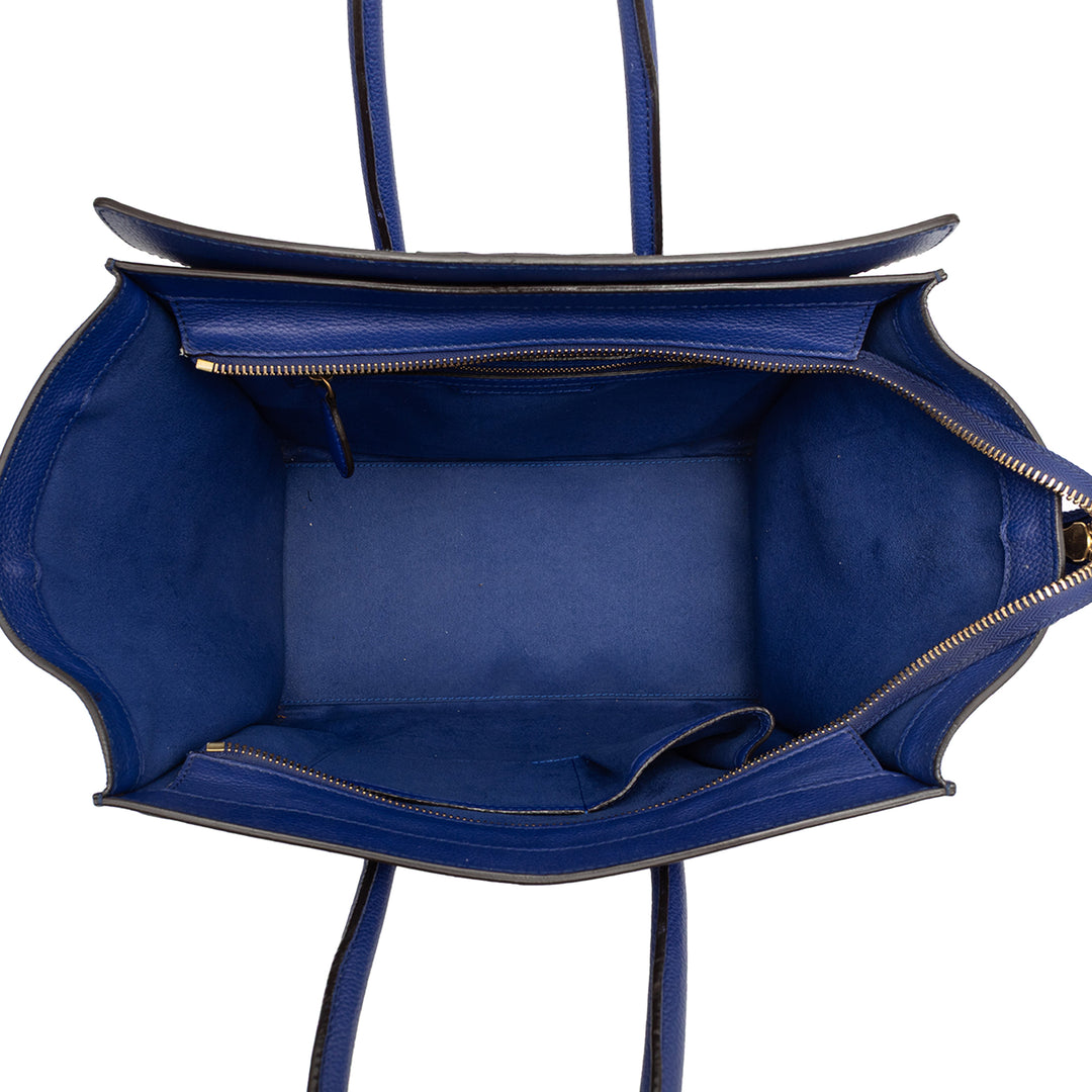 Celine Luggage Cabas Mini Cuir de veau Bleu – vue 4 – GABY PARIS