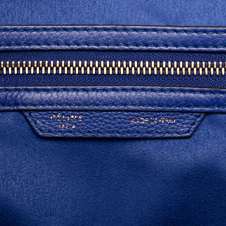 Celine Luggage Cabas Mini Cuir de veau Bleu – vue 5 – GABY PARIS