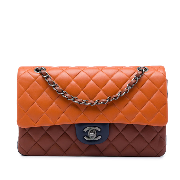 Chanel Classic Tricolore Double rabat Moyen Cuir d'agneau