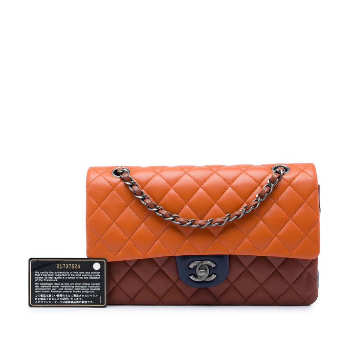 Chanel Classic Tricolore Double rabat Moyen Cuir d'agneau