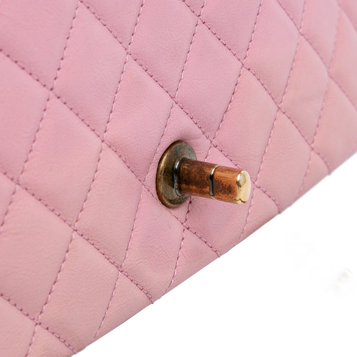 Quilted Calfskin CC Crown Flap Pink - Gaby Paris