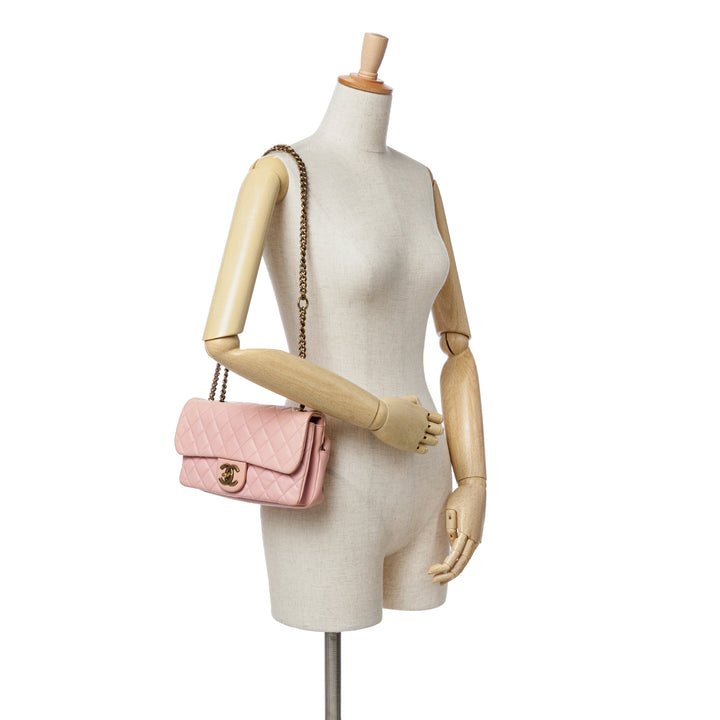 Quilted Calfskin CC Crown Flap Pink - Gaby Paris