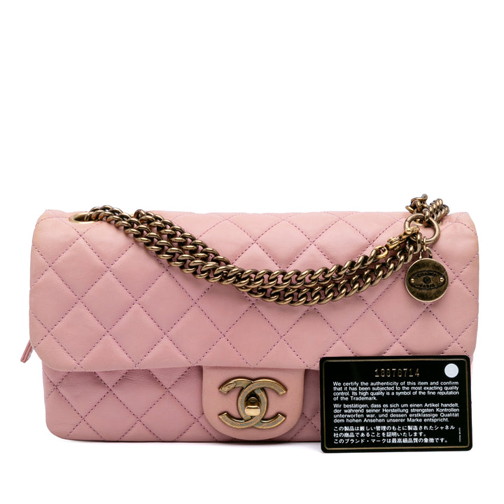Quilted Calfskin CC Crown Flap Pink - Gaby Paris