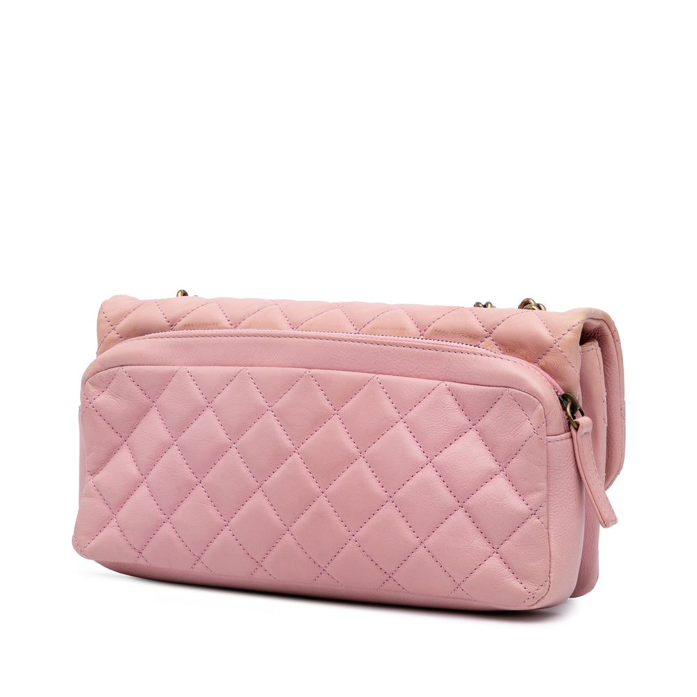 Quilted Calfskin CC Crown Flap Pink - Gaby Paris