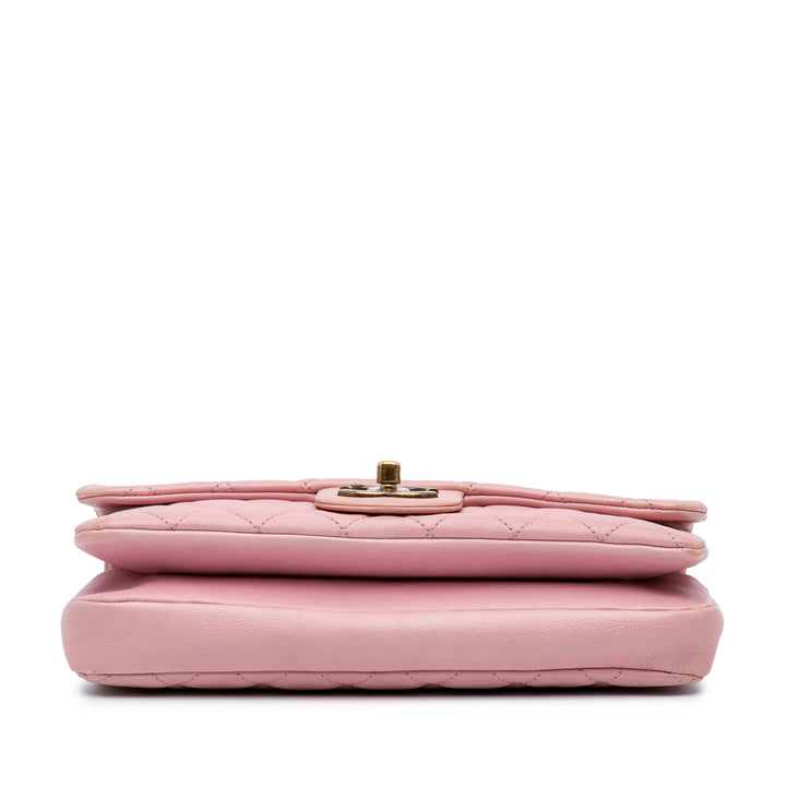 Quilted Calfskin CC Crown Flap Pink - Gaby Paris