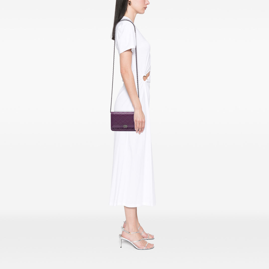 Chanel Matelassé Cuir d’agneau Boy Wallet on Chain