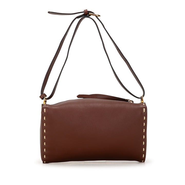 Calfskin Selleria Triangle Shoulder Bag Brown - Gaby Paris