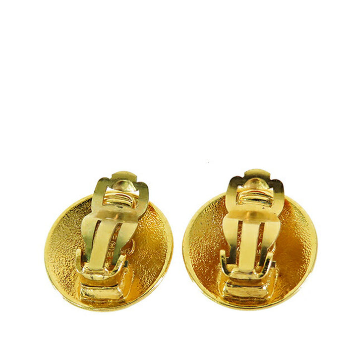 Gold Plated CC Crown Clip On Earrings Gold - Gaby Paris