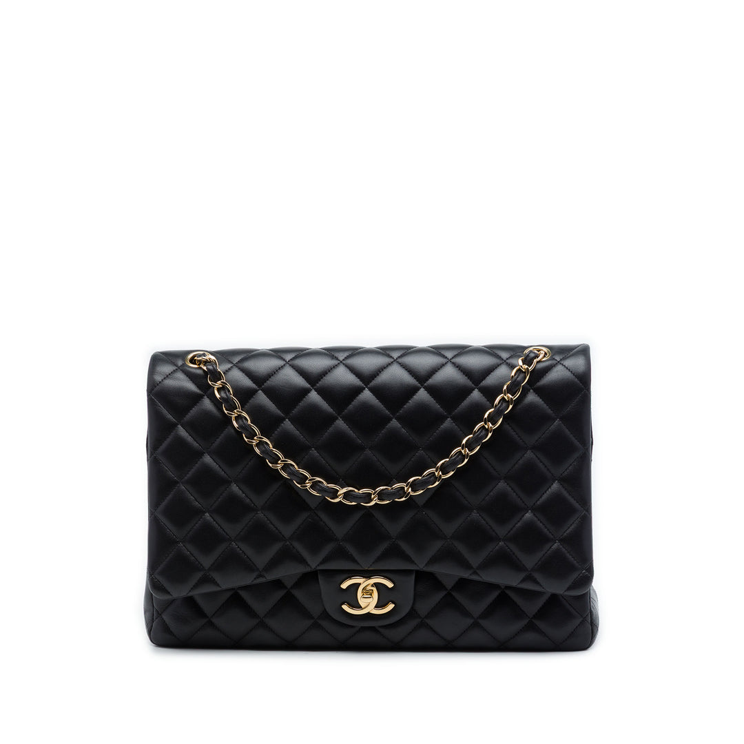 Classic Double rabat Maxi Cuir d'agneau Noir