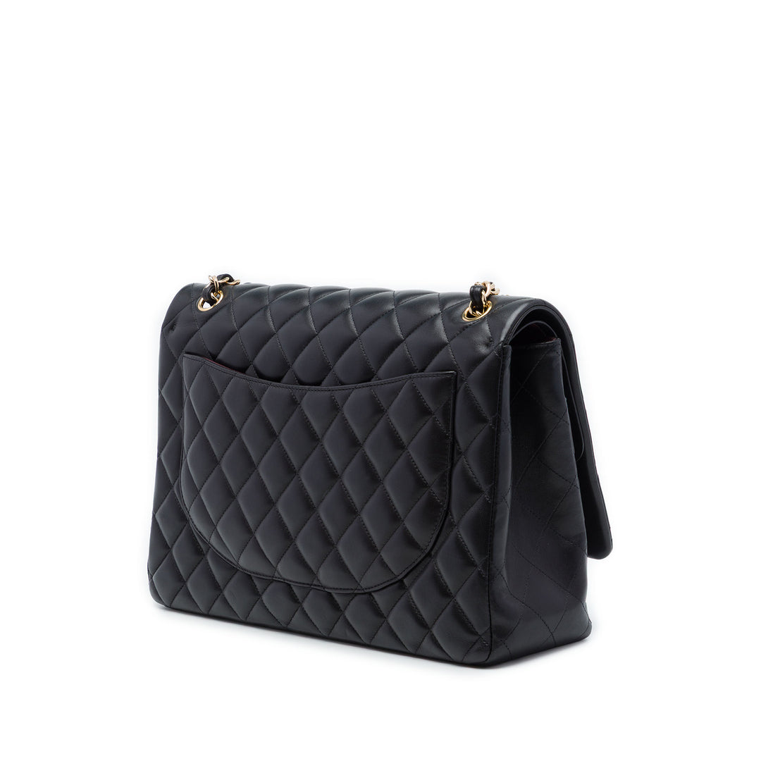 Classic Double rabat Maxi Cuir d'agneau Noir