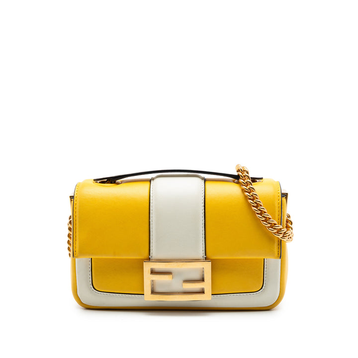 Bicolore Apolo Baguette à chaîne Sac Mini nappa Jaune