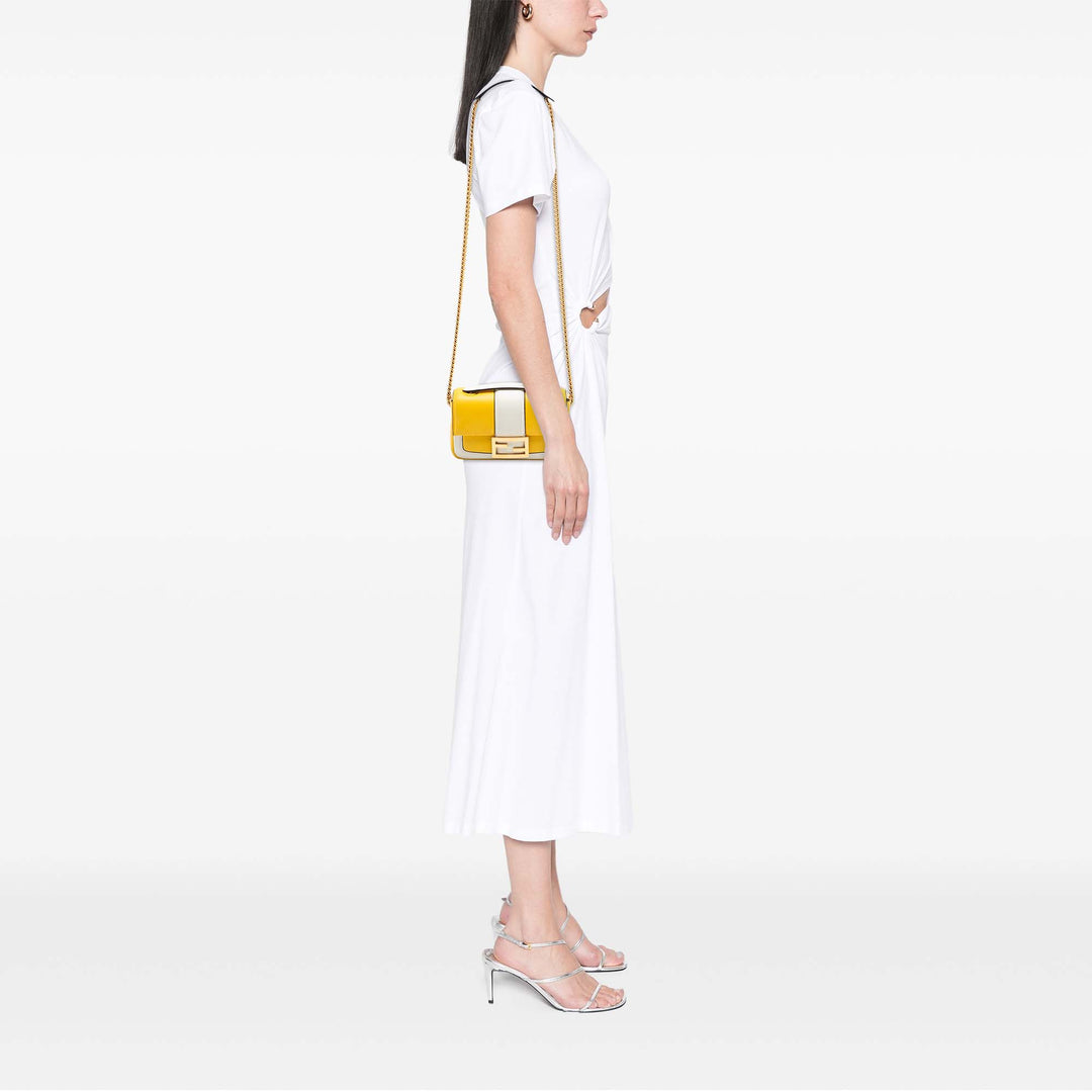 Bicolore Apolo Baguette à chaîne Sac Mini nappa Jaune