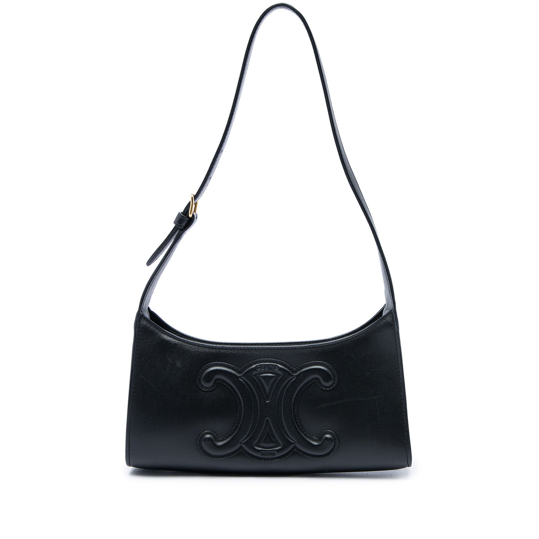 Celine Sac porté épaule Triomphe Cuir de veau lisse Noir – vue principale – GABY PARIS
