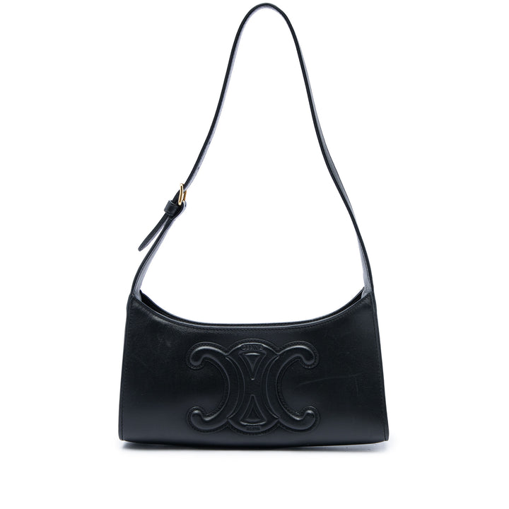 Celine Sac porté épaule Triomphe Cuir de veau lisse Noir – vue principale – GABY PARIS