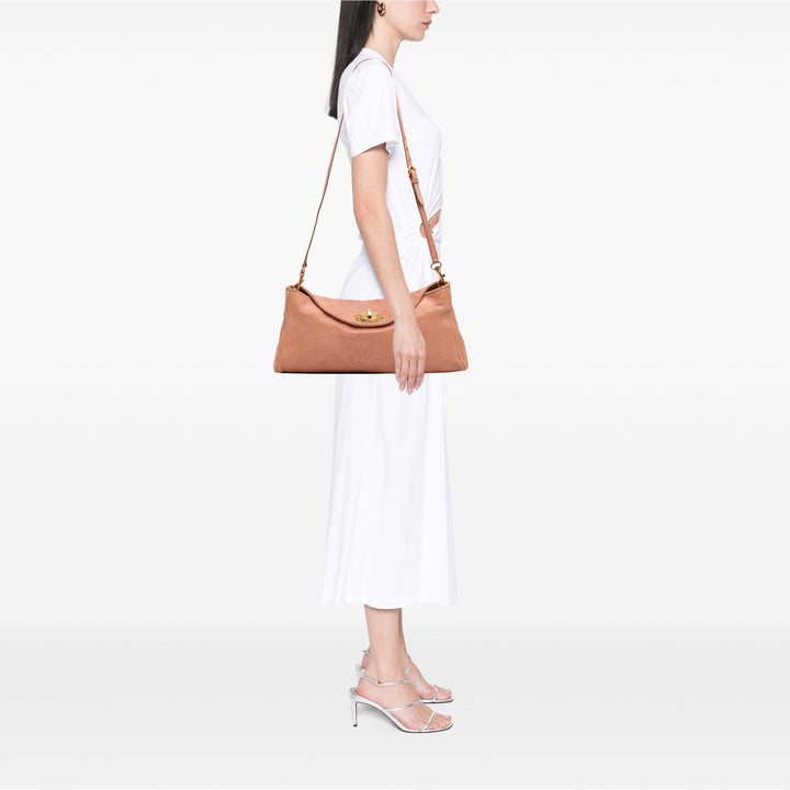 Leather Clutch on Strap Brown - Gaby Paris