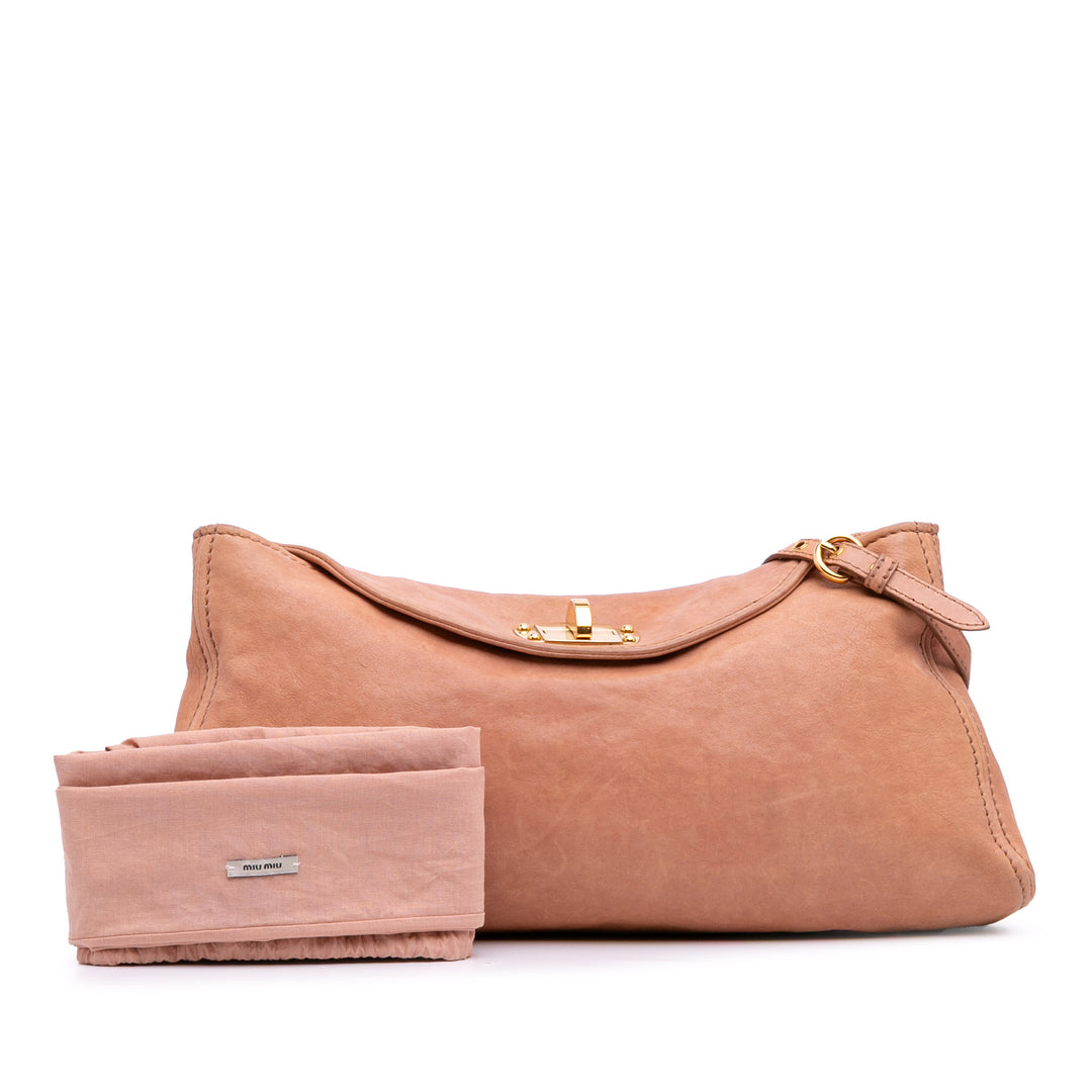 Leather Clutch on Strap Brown - Gaby Paris