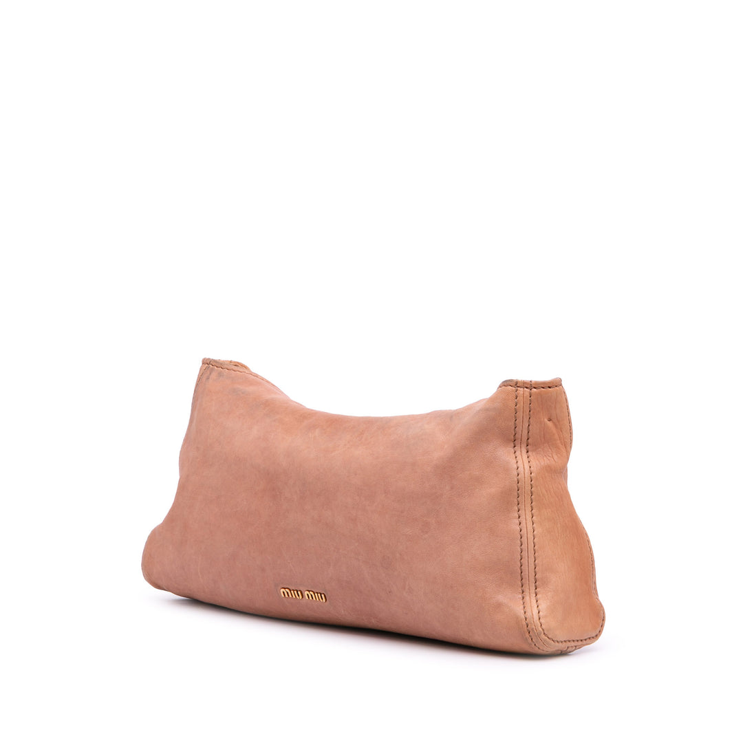 Leather Clutch on Strap Brown - Gaby Paris