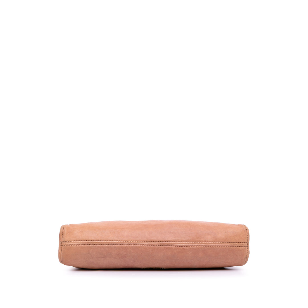 Leather Clutch on Strap Brown - Gaby Paris