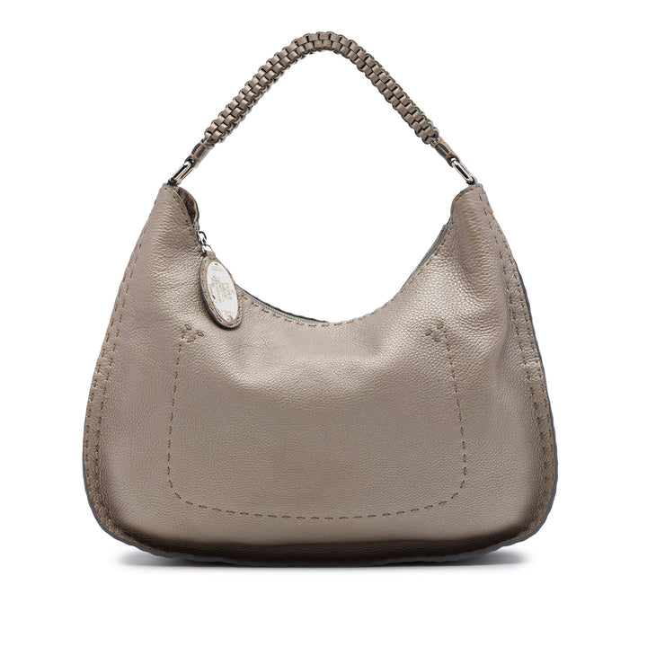 Métallisé Pebbled Selleria Sac Marron