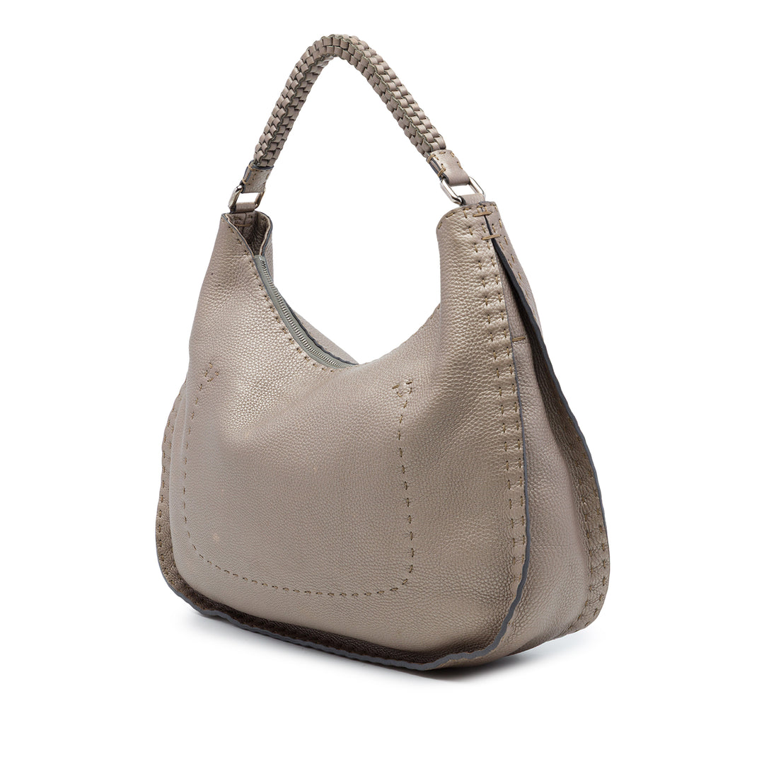 Métallisé Pebbled Selleria Sac Marron