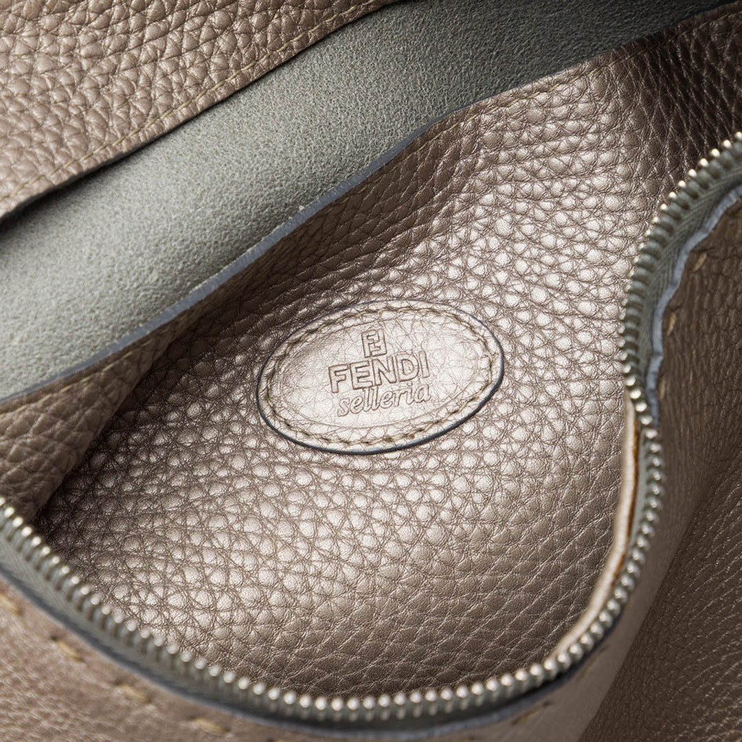 Métallisé Pebbled Selleria Sac Marron