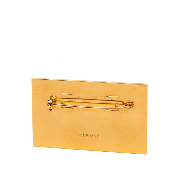 Chanel plaqué Logo Plate Broche