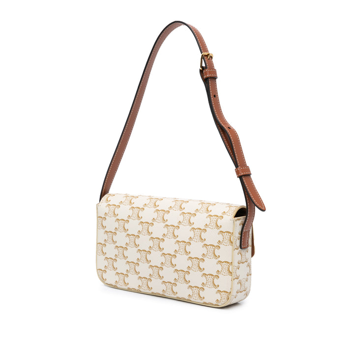 Triomphe Coated Canvas Claude Shoulder Bag White - Gaby Paris