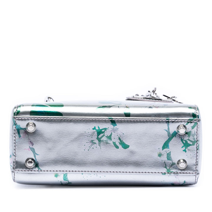 Dior Métallisé Imprimé Lady Dior Mini Cuir d'agneau Vert – vue 3 – GABY PARIS