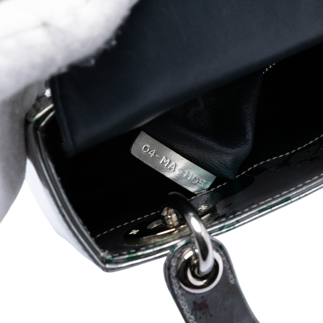 Dior Métallisé Imprimé Lady Dior Mini Cuir d'agneau Vert – vue 6 – GABY PARIS