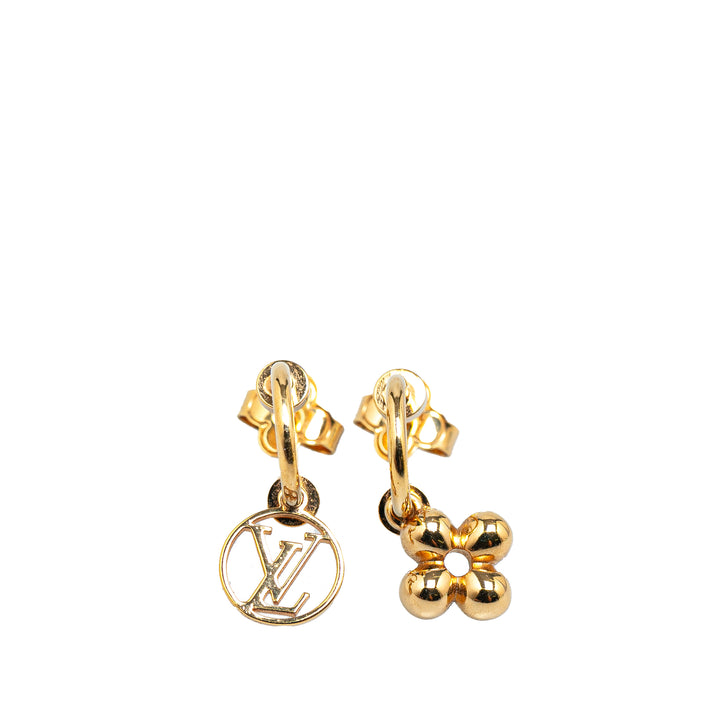 Louis Vuitton Gold Plated Blooming Push Back Earrings Gold - GABY PARIS