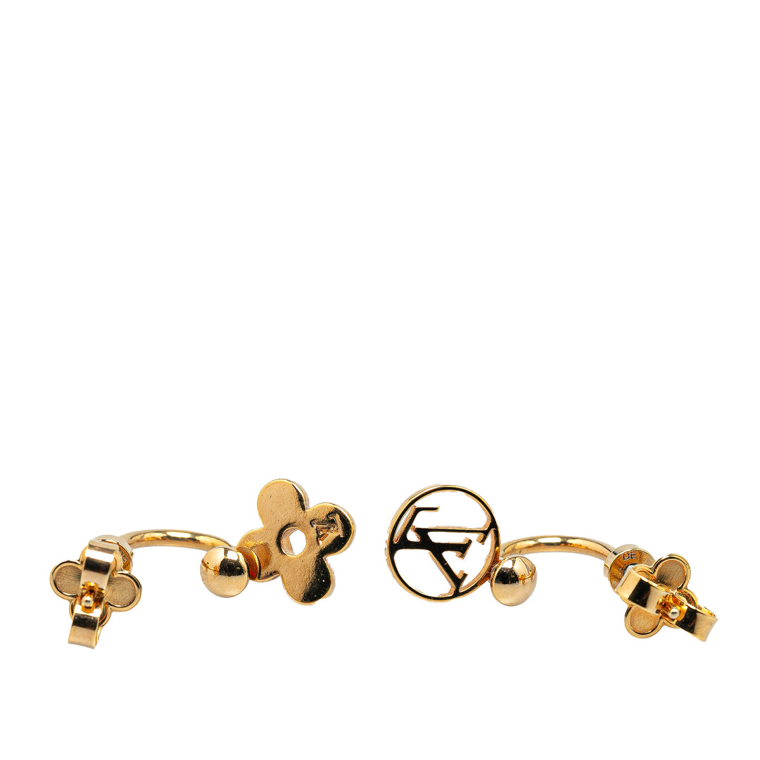 Louis Vuitton Gold Plated Blooming Push Back Earrings Gold - GABY PARIS