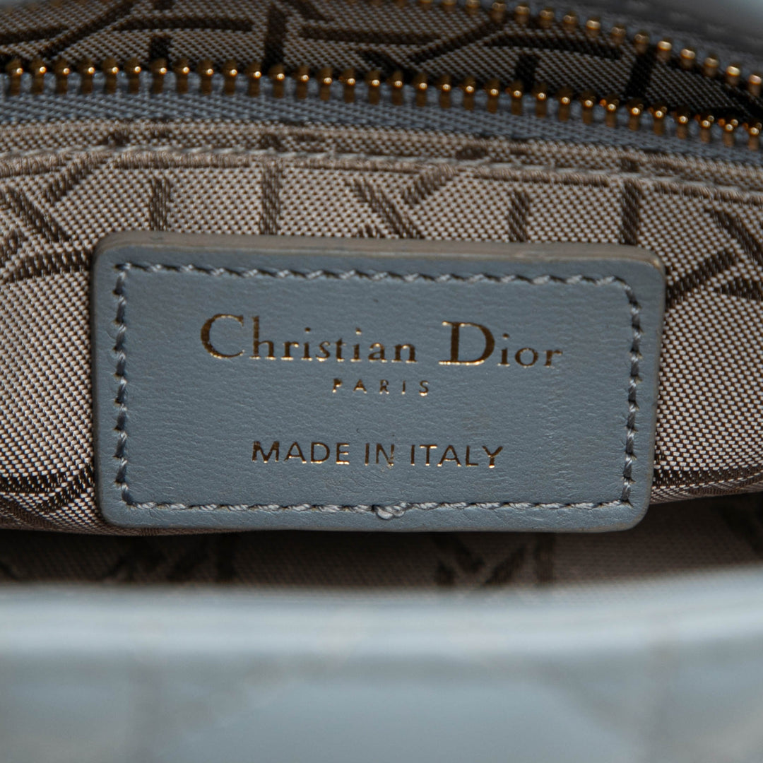 Dior Lady Dior Cannage Mini Cuir d'agneau Bleu – vue 5 – GABY PARIS