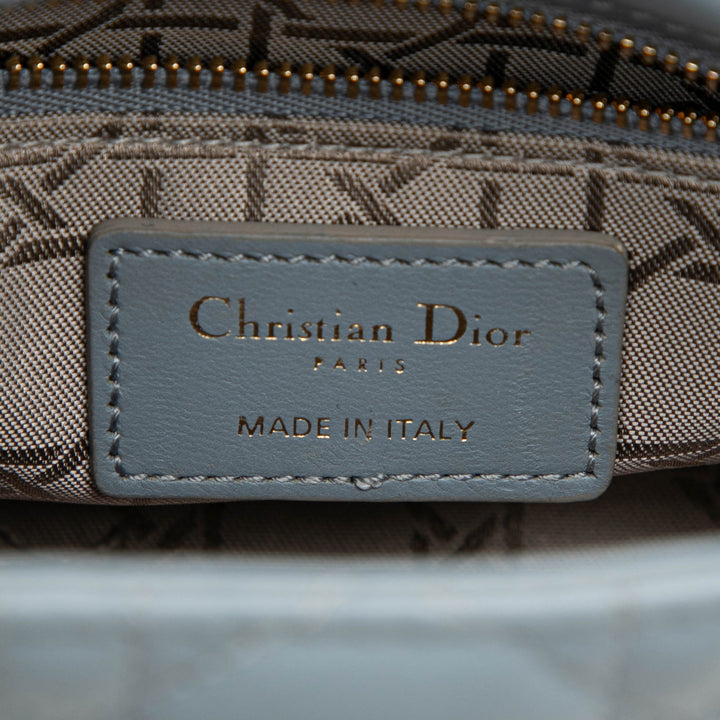 Dior Lady Dior Cannage Mini Cuir d'agneau Bleu – vue 5 – GABY PARIS