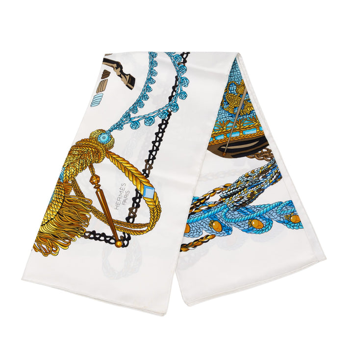 Hermès Le Timbalier Foulard 90 Blanc – vue principale – GABY PARIS